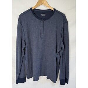 UntuckIt Men's L/S Henley X Schrock Navy Blue Casual  Outdoor Made in Peru